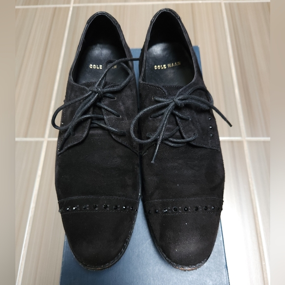 Cole Haan Women's Gramercy Cap Oxford Loafers, BLACK SUEDE - SIZE 6.5 - Picture 1 of 11